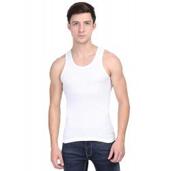 CRYSTAL VEST (3 Pcs) Men's Sleeveless Cotton White Rib Vest